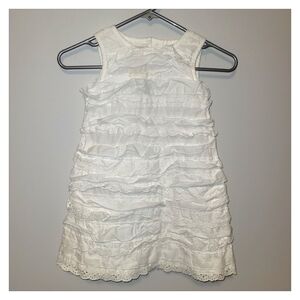Savannah Girls White Ruffle Lace Dress Size 5T Cotton Flower Buttons